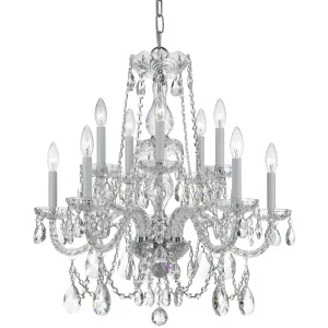 10 Light Polished Brass Crystal Chandelier Draped In Clear Hand Cut Crystal - C193-1130-CH-CL-MWP