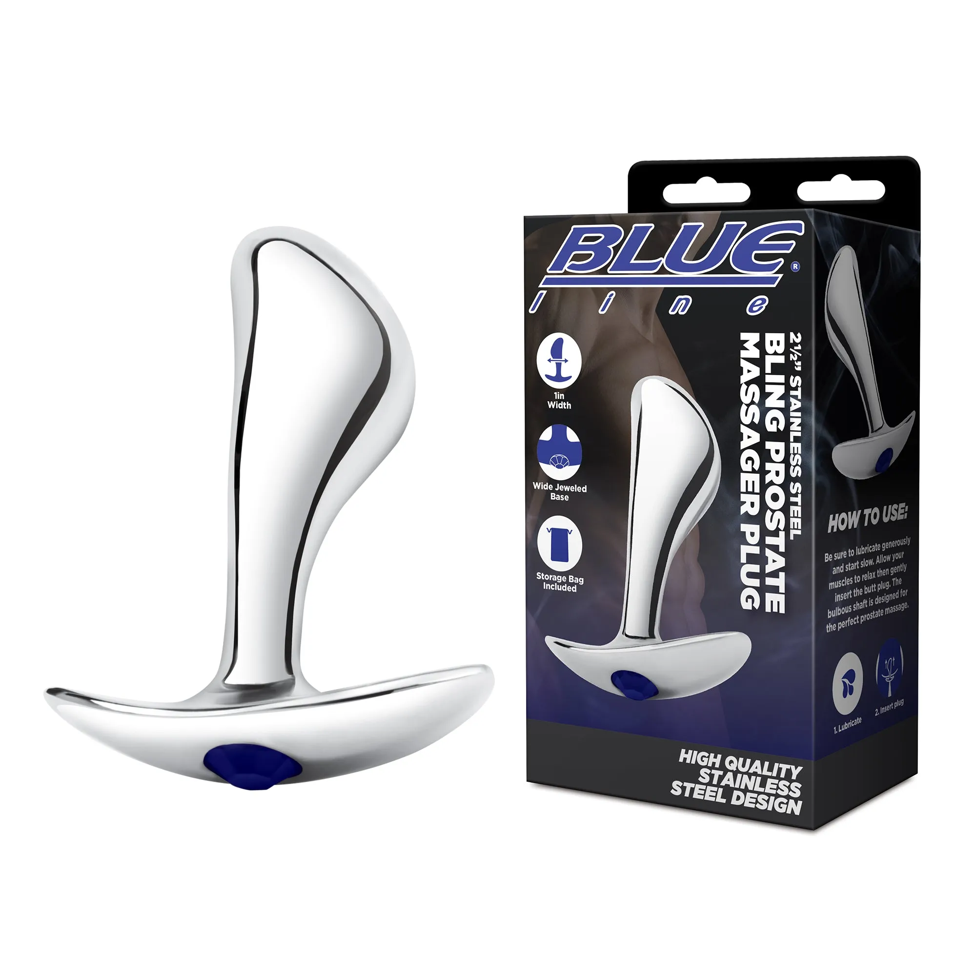 2.5" Stainless Steel Bling Prostate Massager Plug