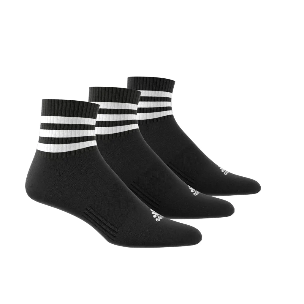 Adidas 3-Stripes Cushioned Sportswear Mid-Cut Socks 3 Pairs BLACK