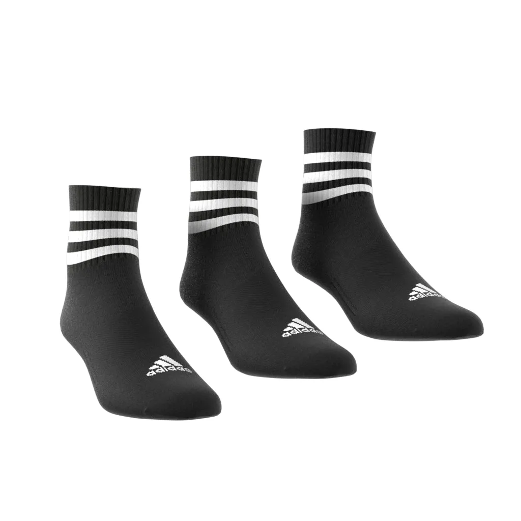 Adidas 3-Stripes Cushioned Sportswear Mid-Cut Socks 3 Pairs BLACK