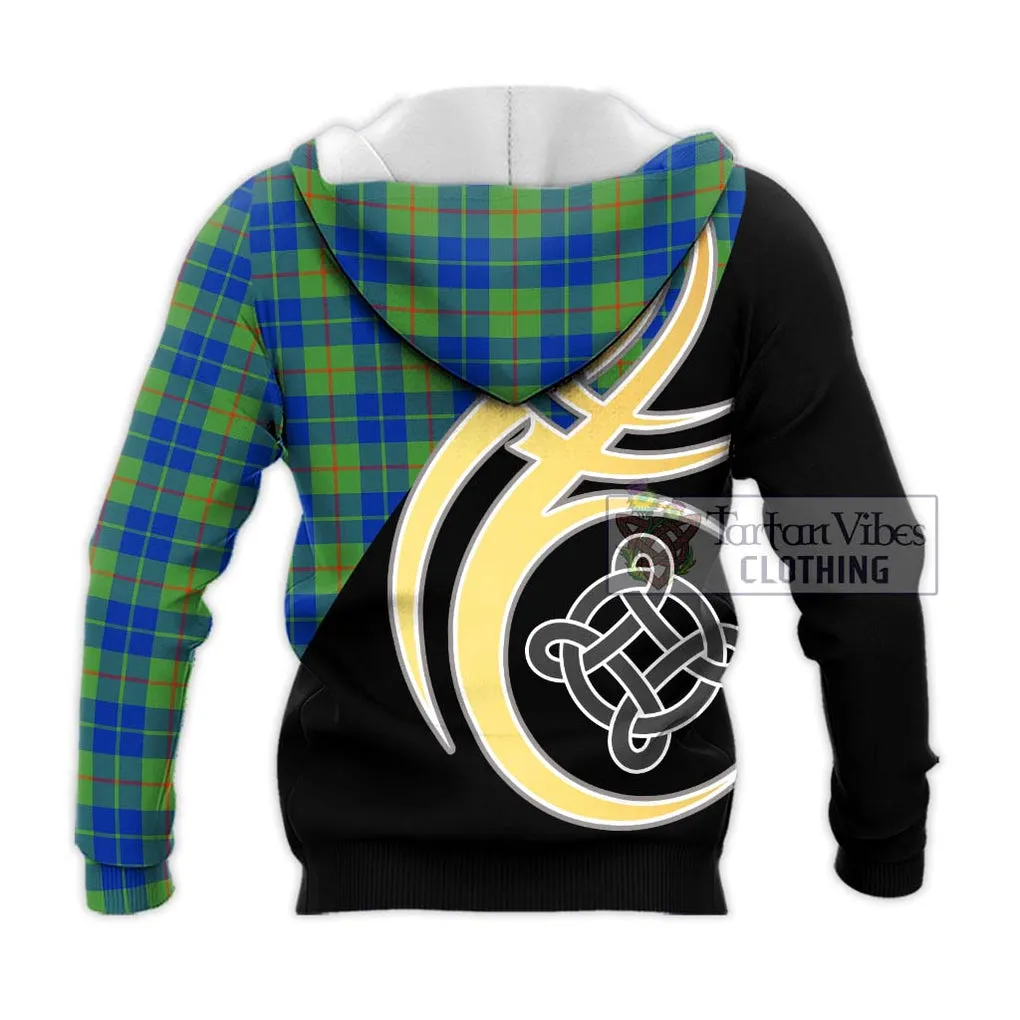 Barclay Hunting Ancient Tartan Knitted Hoodie with Family Crest and Celtic Symbol Style