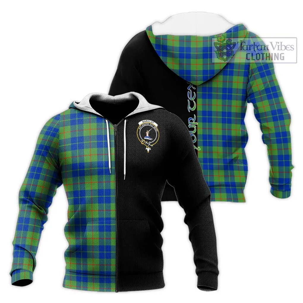 Barclay Hunting Ancient Tartan Knitted Hoodie with Family Crest and Half Of Me Style