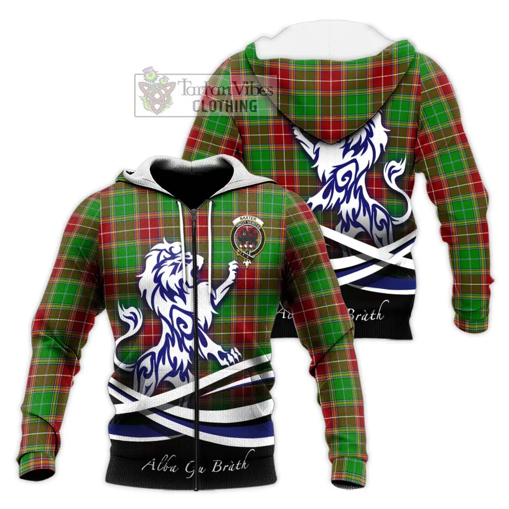 Baxter Modern Tartan Knitted Hoodie with Alba Gu Brath Regal Lion Emblem