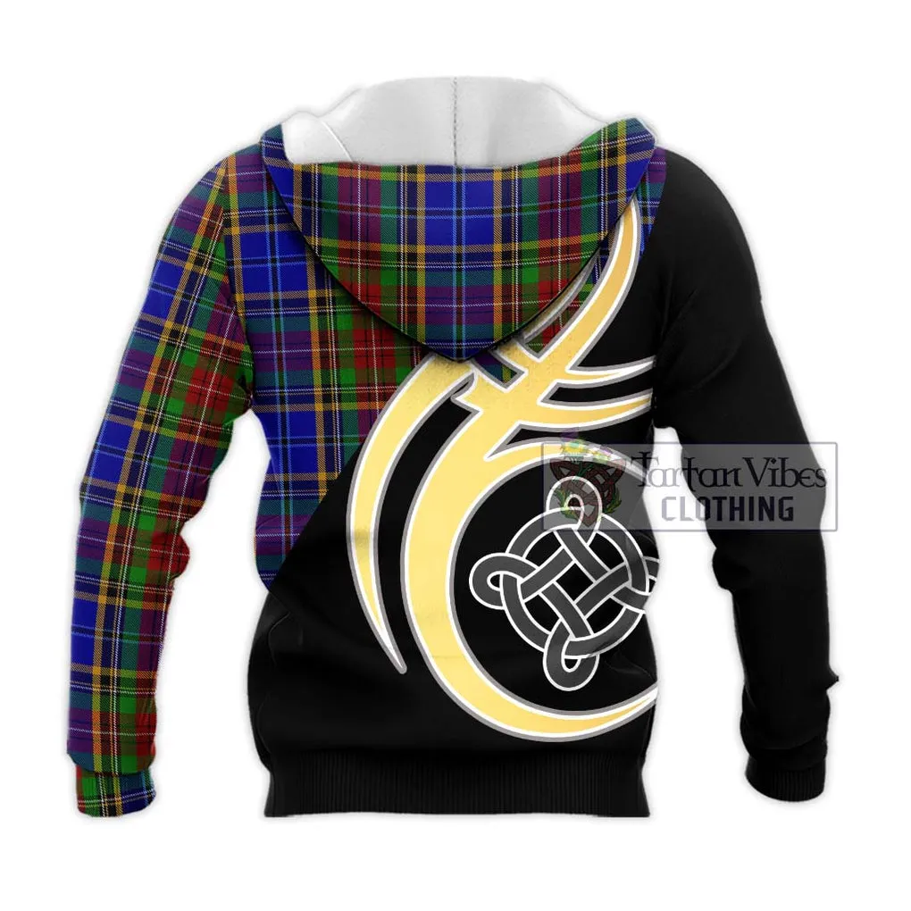 Beattie Tartan Knitted Hoodie with Family Crest and Celtic Symbol Style