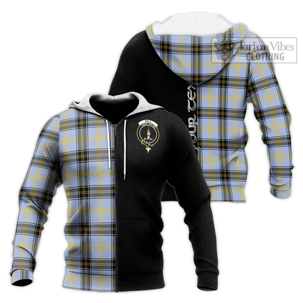 Bell of the Borders Tartan Knitted Hoodie with Family Crest and Half Of Me Style