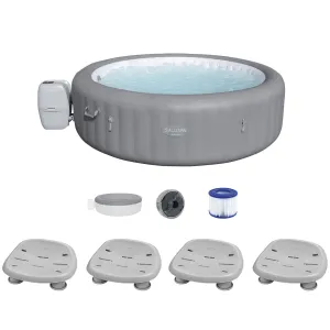 Bestway SaluSpa Grenada AirJet Hot Tub with Set of 4 Non Slip Pool and Spa Seat