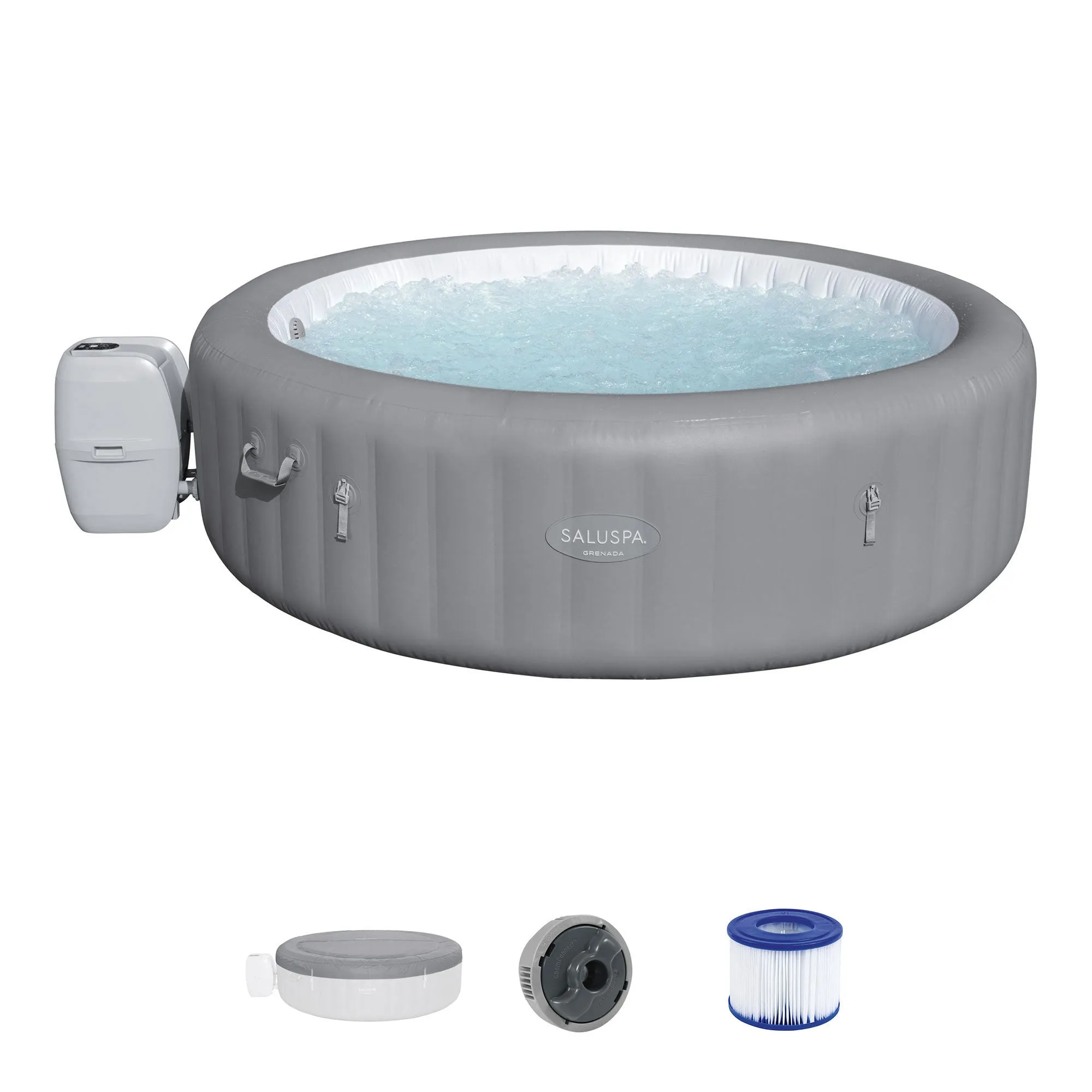 Bestway SaluSpa Grenada AirJet Hot Tub with Set of 4 Non Slip Pool and Spa Seat