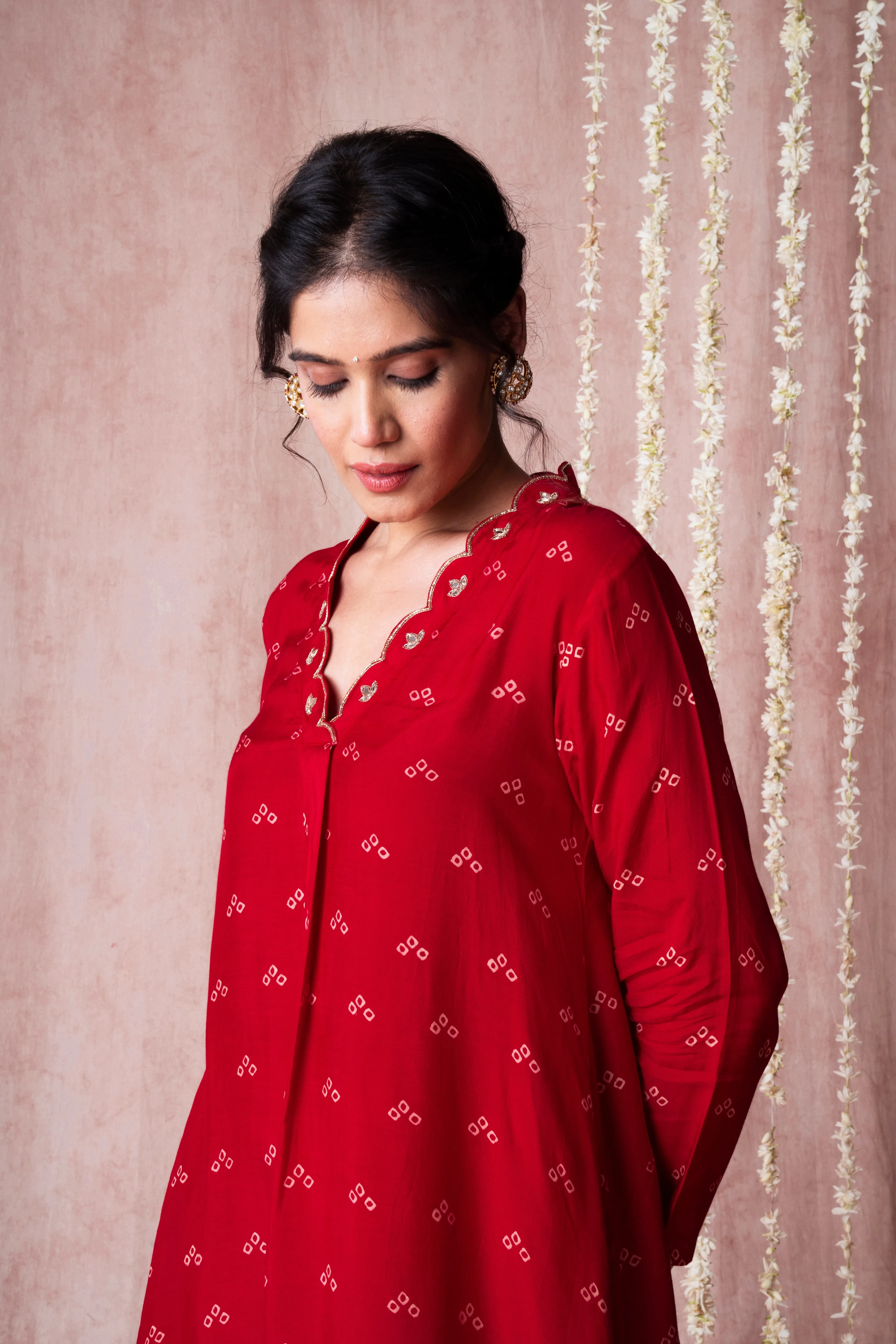 Bhargavi Red Muslin Kurta Set