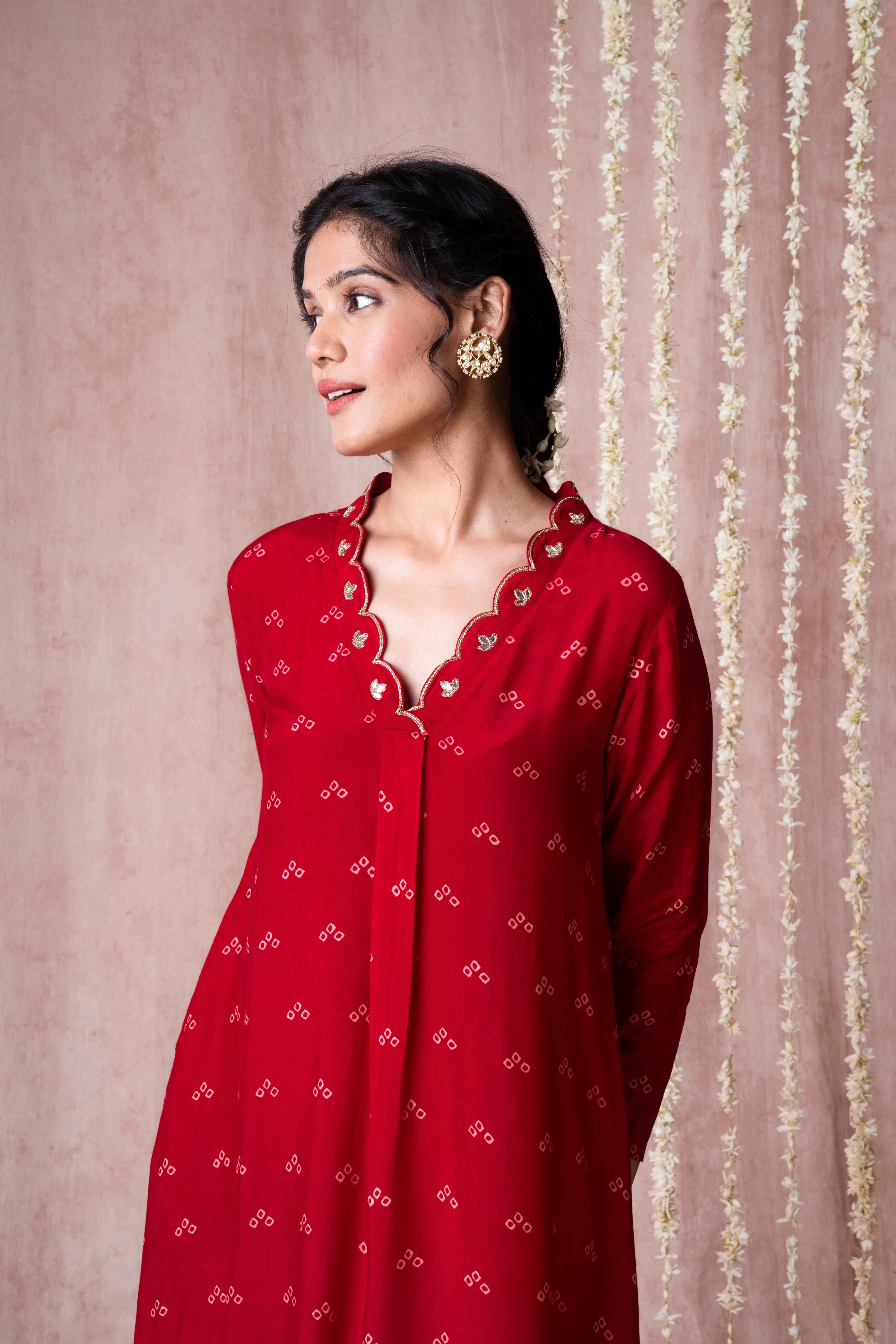 Bhargavi Red Muslin Kurta Set