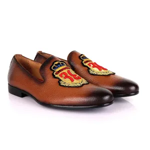 Billionaire Embroidery Exotic Men's Leather Shoe-Brown