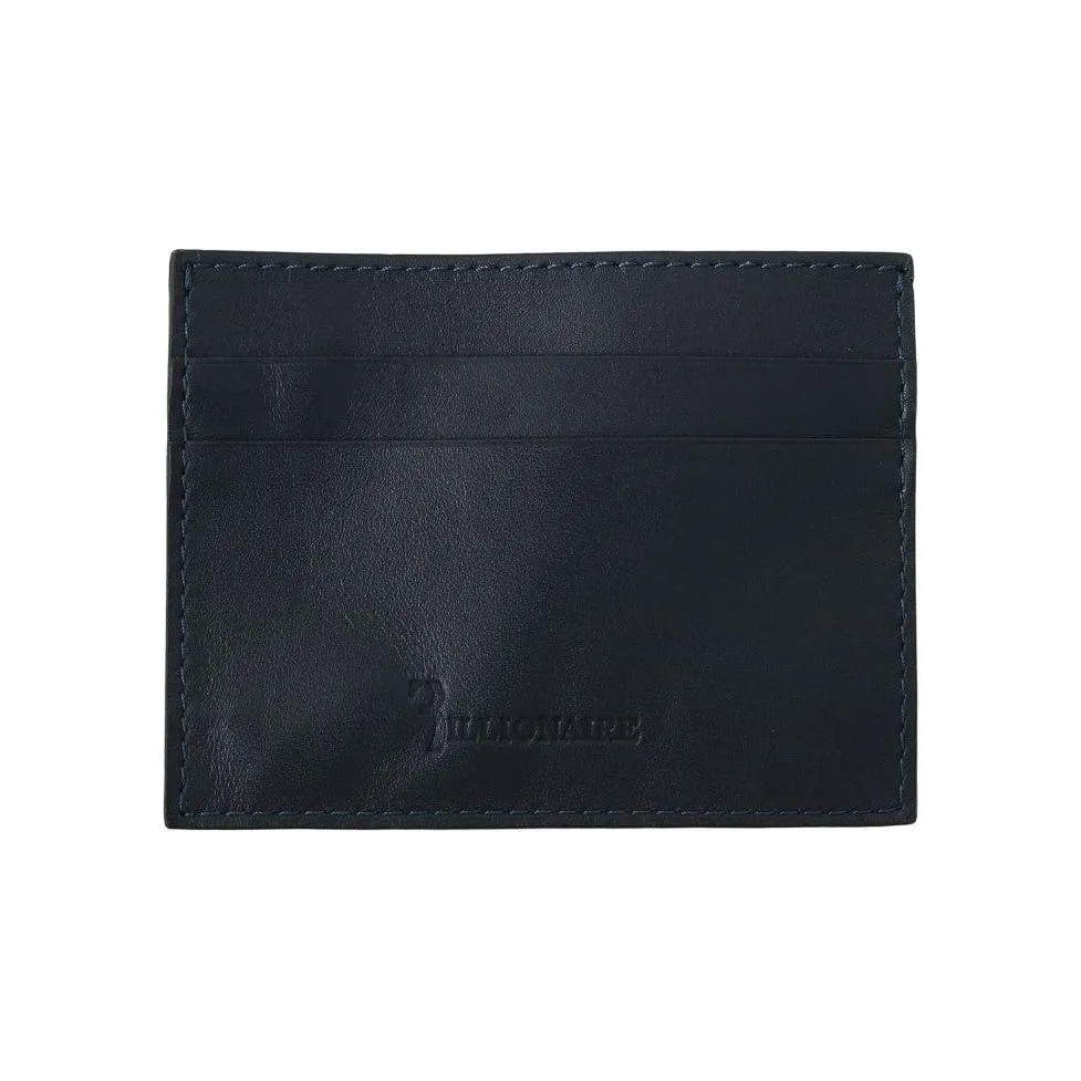 Billionaire Italian Couture Opulent Blue Leather Men's Wallet