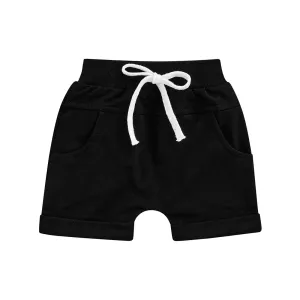 Black Solid Baby Shorts