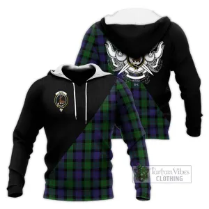 Blair Tartan Knitted Hoodie with Family Crest and Military Logo Style