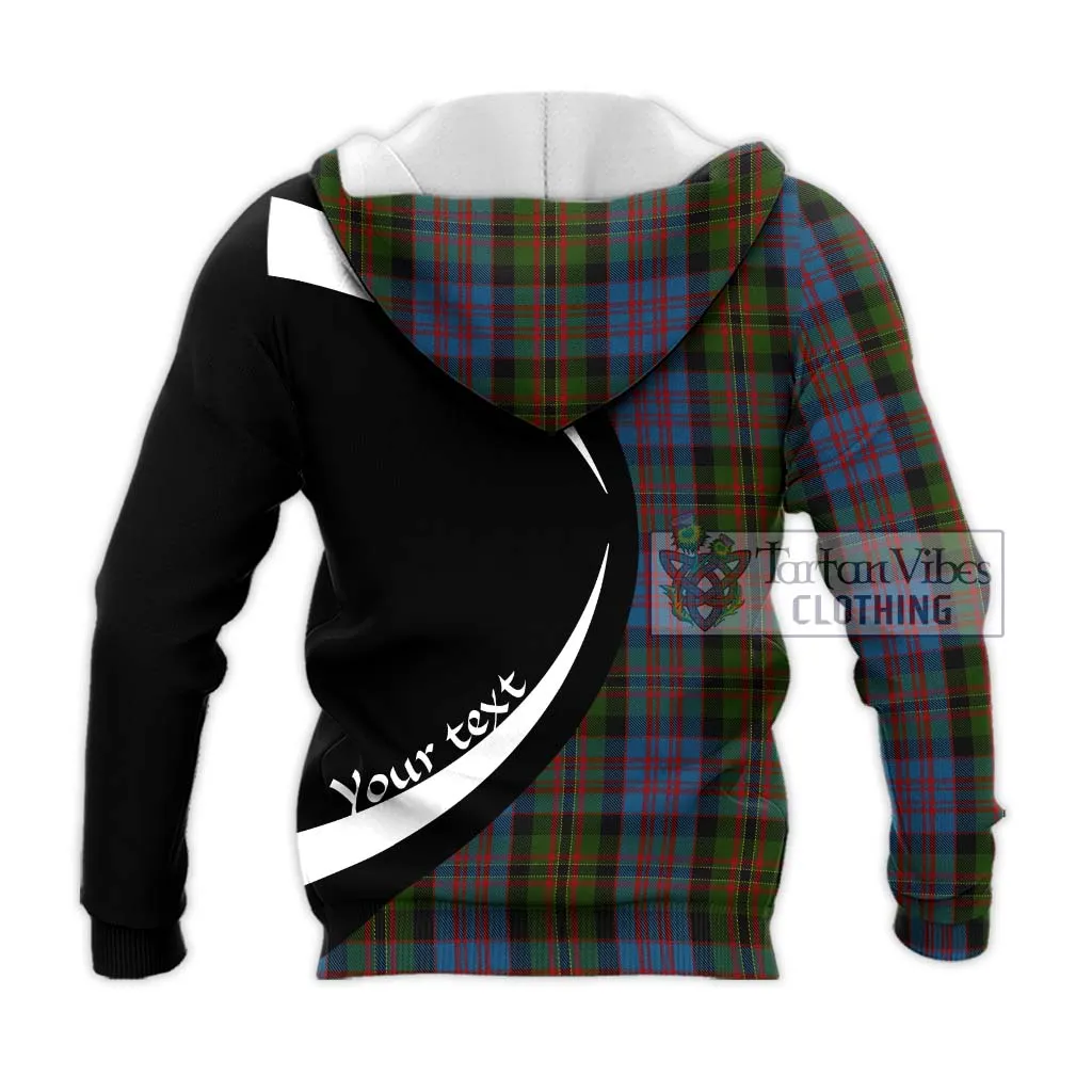 Bowie Tartan Knitted Hoodie with Family Crest Circle Style