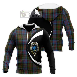 Bowie Tartan Knitted Hoodie with Family Crest Circle Style