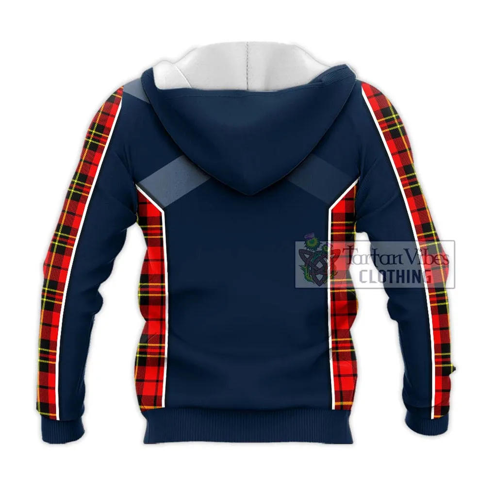 Brodie Modern Tartan Knitted Hoodie with Family Crest and Lion Rampant Vibes Sport Style