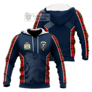 Brodie Modern Tartan Knitted Hoodie with Family Crest and Lion Rampant Vibes Sport Style