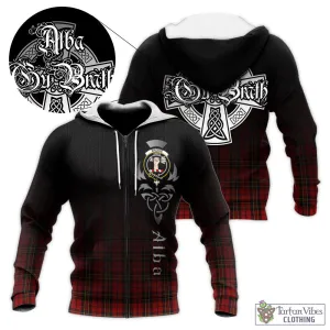 Brodie Tartan Knitted Hoodie Featuring Alba Gu Brath Family Crest Celtic Inspired