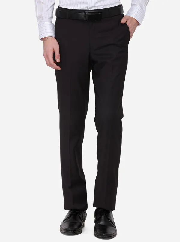 Brown Solid Slim Fit Formal Trouser | Greenfibre