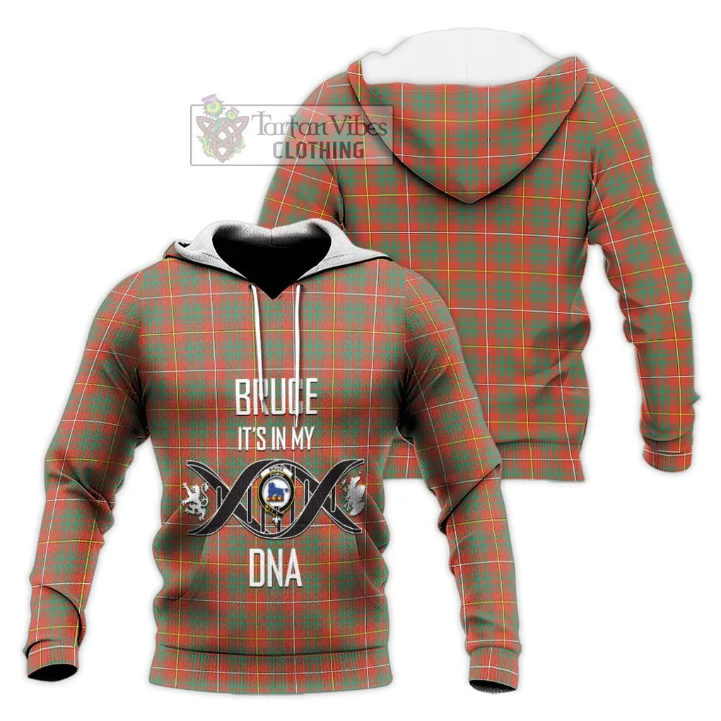 Bruce Ancient Tartan Knitted Hoodie with Family Crest DNA In Me Style