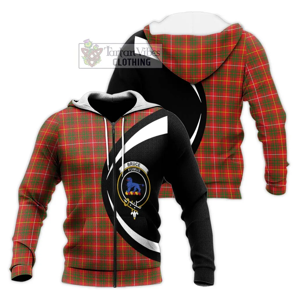 Bruce Modern Tartan Knitted Hoodie with Family Crest Circle Style