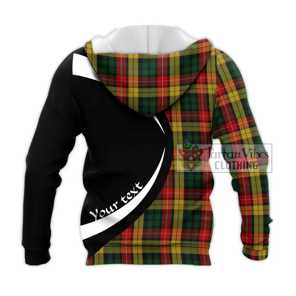 Buchanan Tartan Knitted Hoodie with Family Crest Circle Style