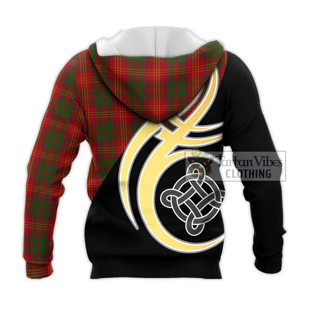 Burns Tartan Knitted Hoodie with Family Crest and Celtic Symbol Style