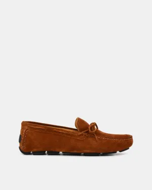 Cognac Suede Lace up Moccasins