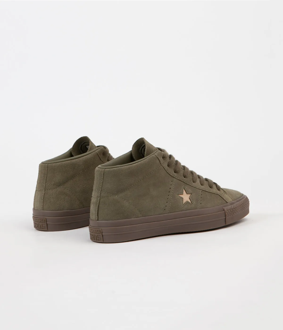 Converse One Star Pro Mid Shoes - Medium Olive / Light Fawn