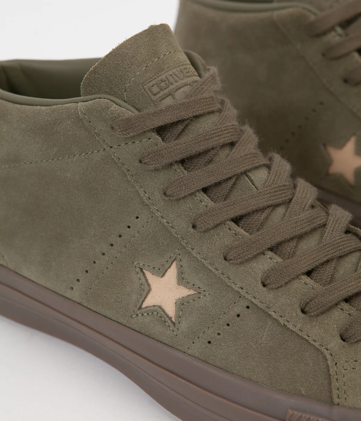 Converse One Star Pro Mid Shoes - Medium Olive / Light Fawn