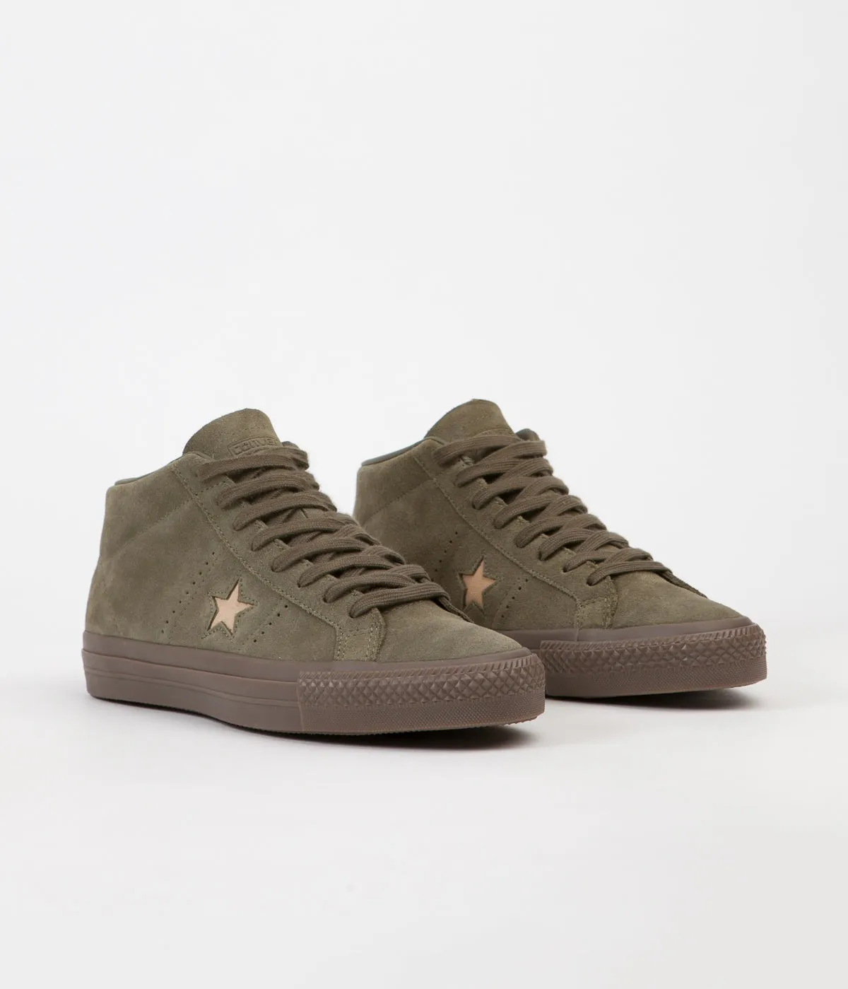 Converse One Star Pro Mid Shoes - Medium Olive / Light Fawn