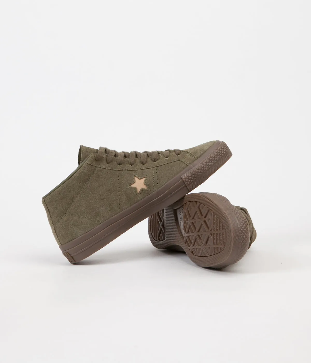 Converse One Star Pro Mid Shoes - Medium Olive / Light Fawn