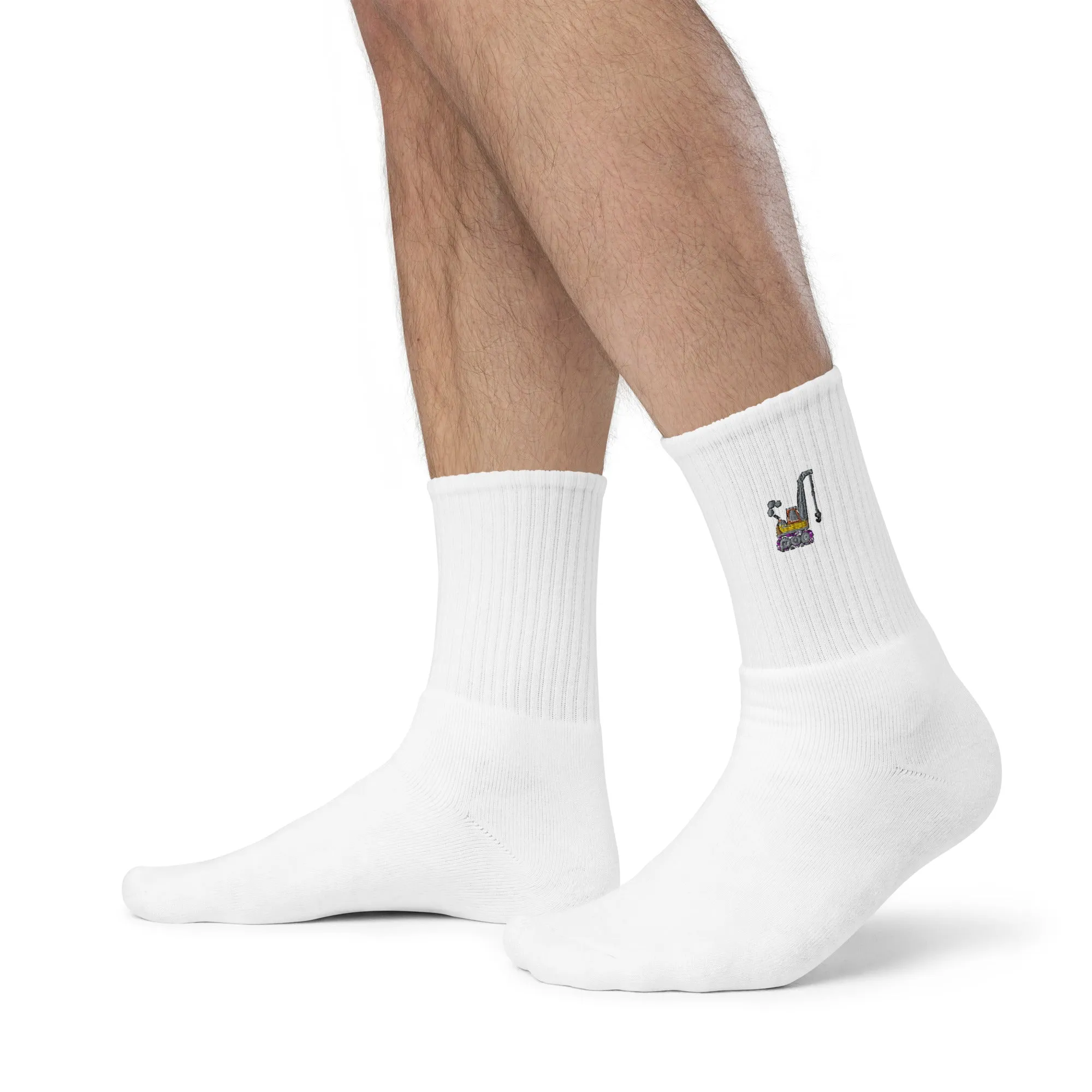 Crane Embroidered Socks