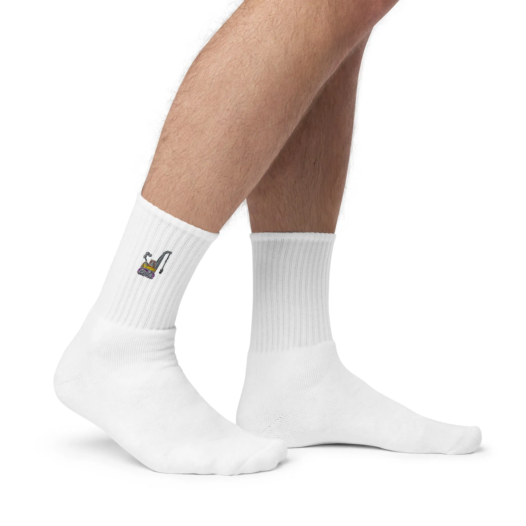 Crane Embroidered Socks