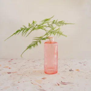 Glass Vase - Pink Ribbed