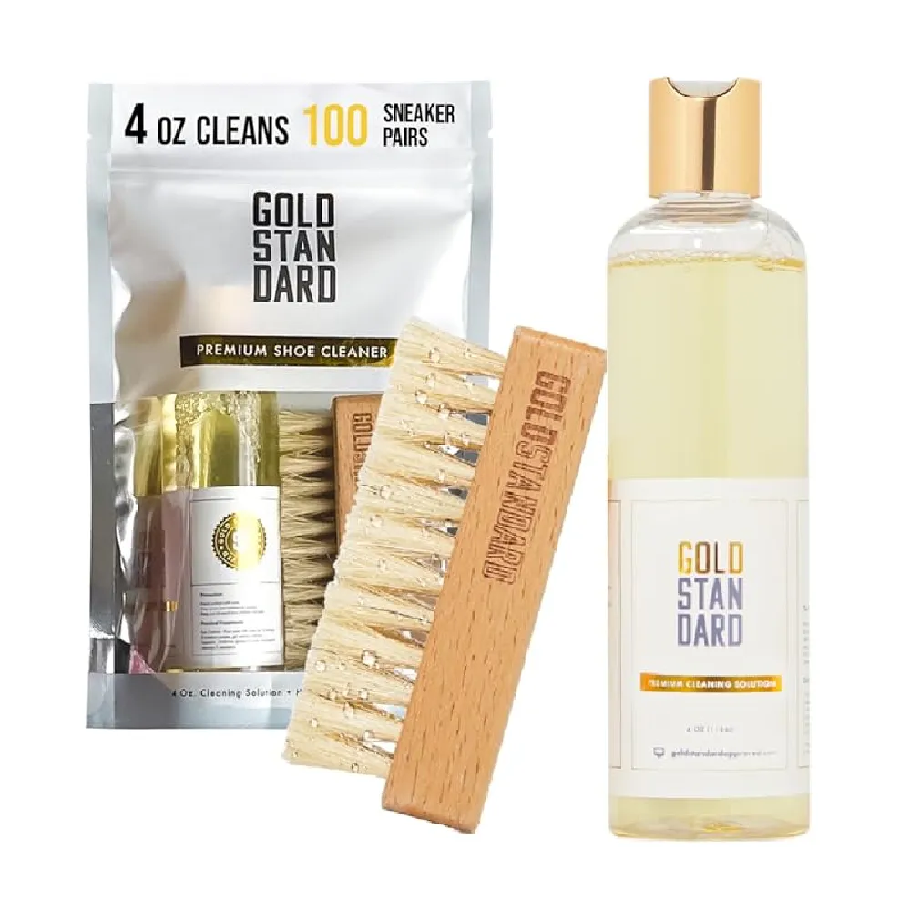 Gold Standard Premium Shoe Cleaning Kit | 4 Oz Cleans 100 Pairs | Shoe Cleaner Solution with Hog Hair Brush