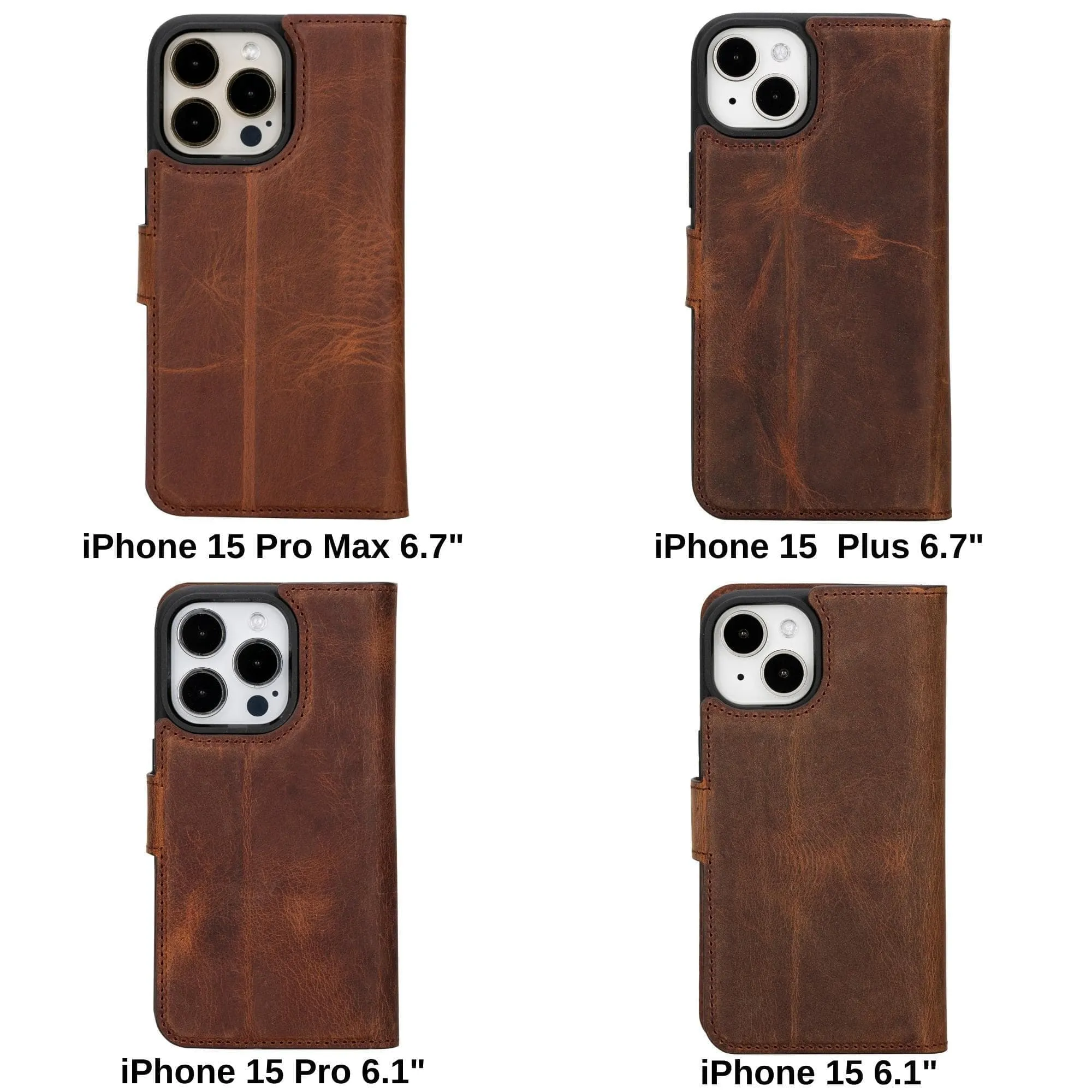 iPhone 15 Series Detachable Leather Wallet Case