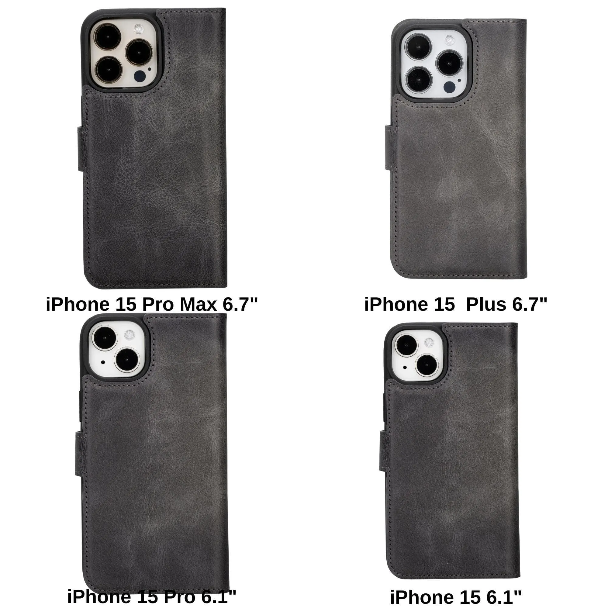 iPhone 15 Series Detachable Leather Wallet Case