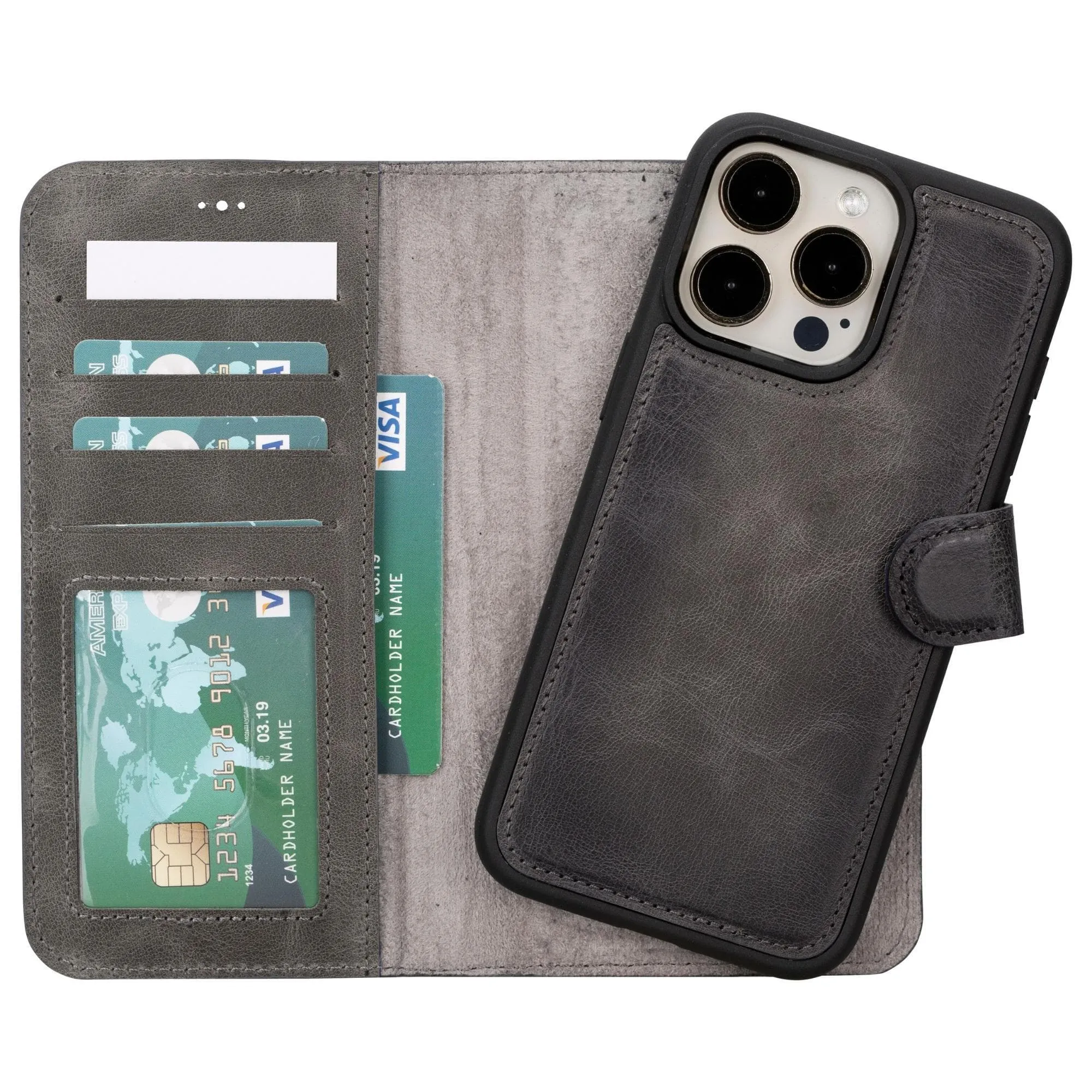 iPhone 16 Series Detachable Leather Wallet Case