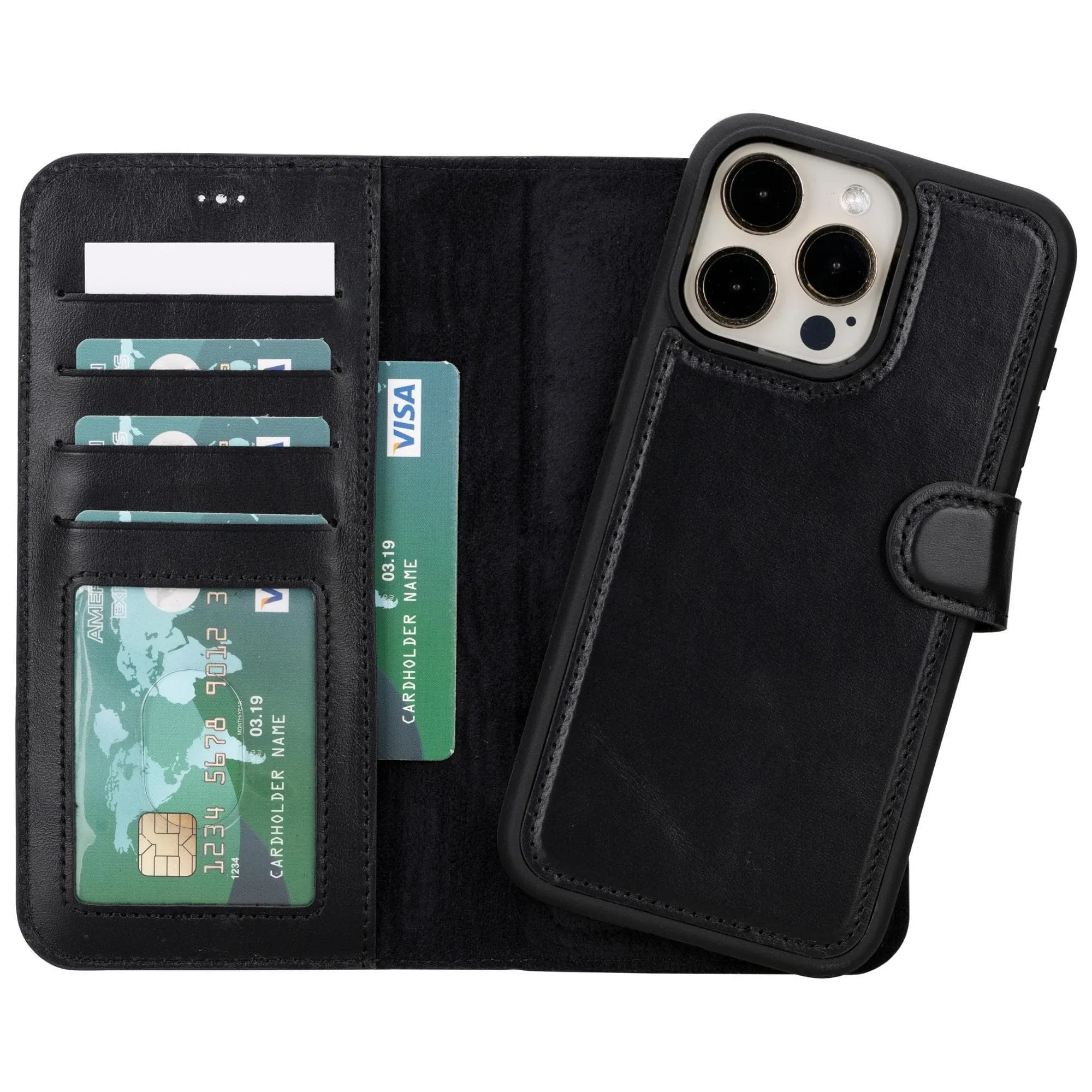 iPhone 16 Series Detachable Leather Wallet Case