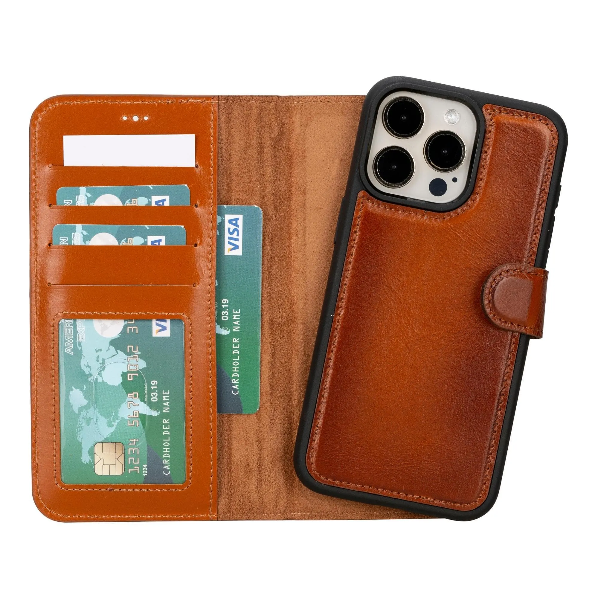 iPhone 16 Series Detachable Leather Wallet Case