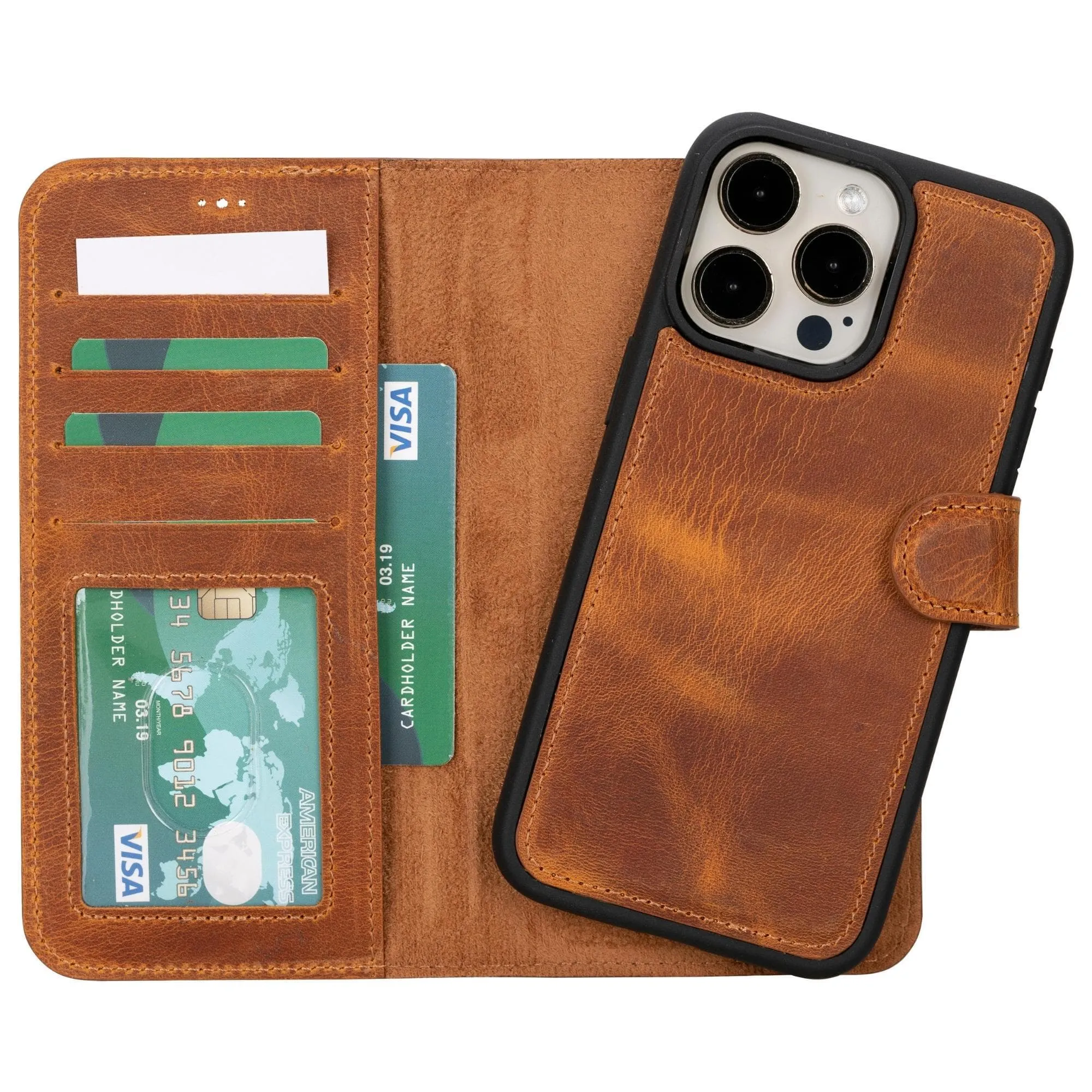 iPhone 16 Series Detachable Leather Wallet Case