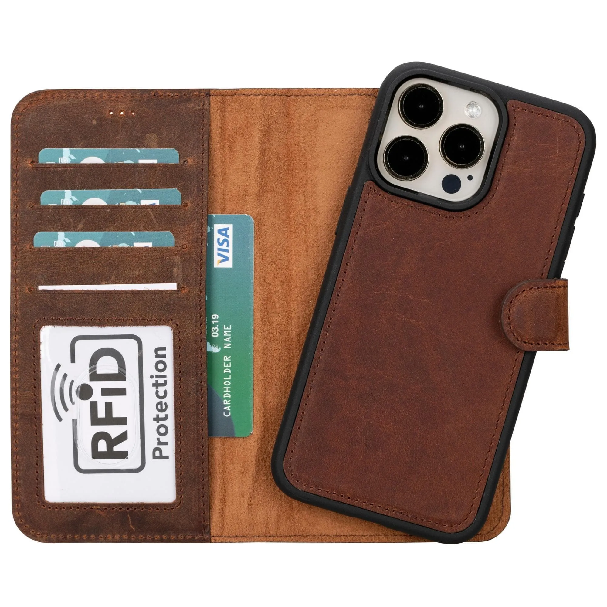 iPhone 16 Series Detachable Leather Wallet Case