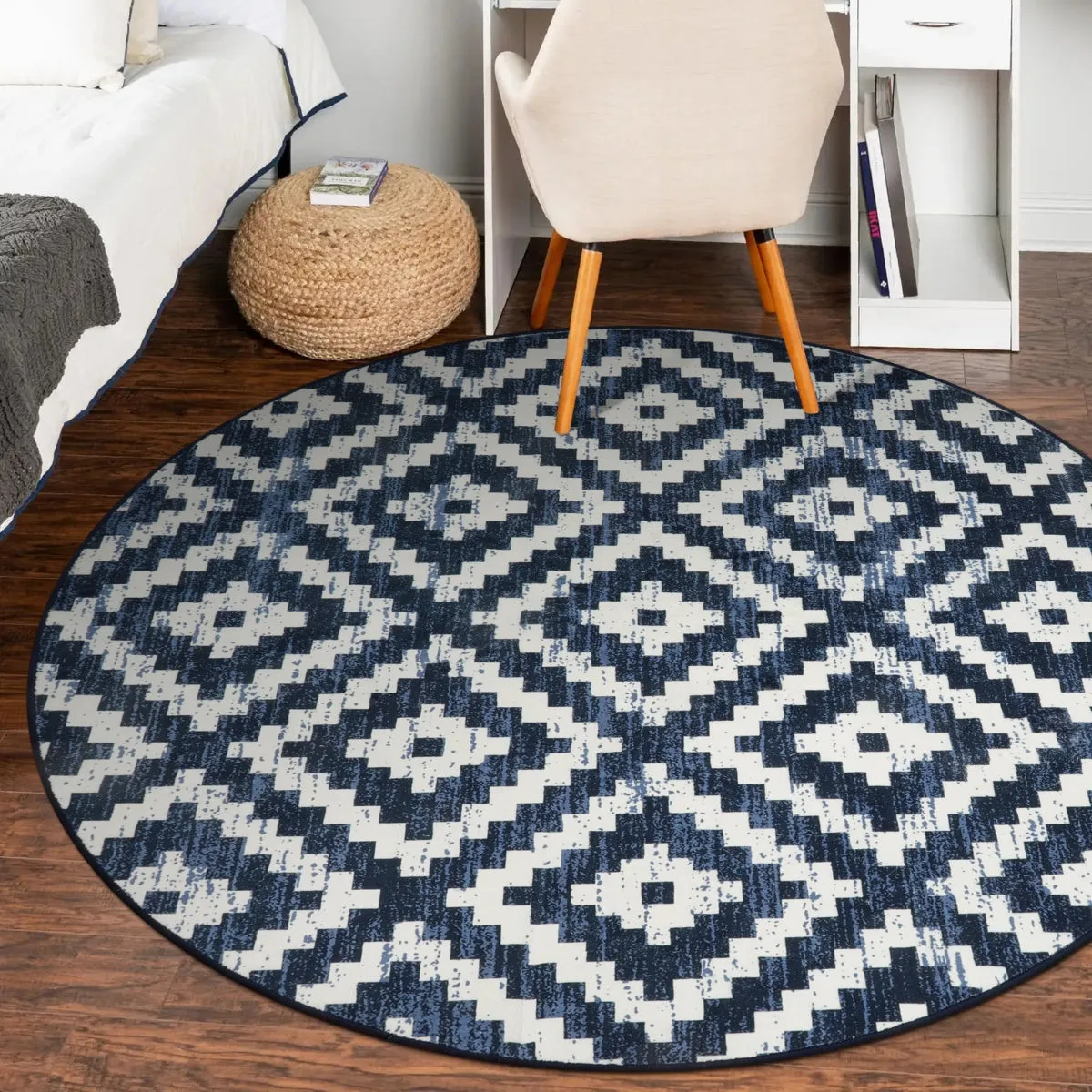 Joanne Modern Moroccan Geometric Kilim Blue Rug