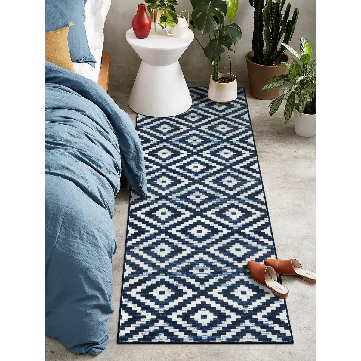 Joanne Modern Moroccan Geometric Kilim Blue Rug