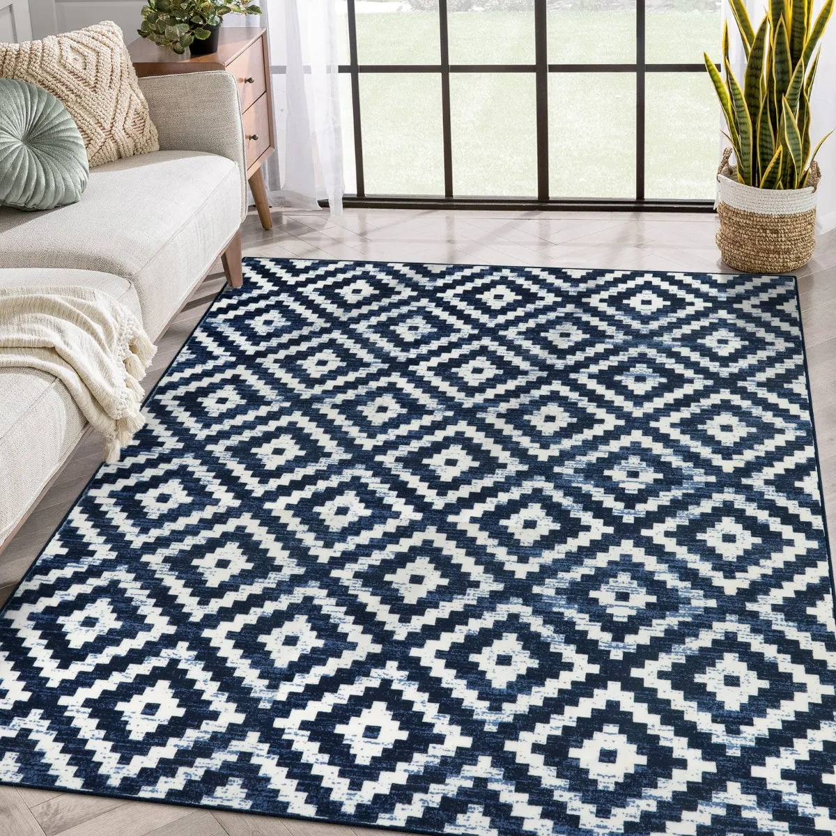 Joanne Modern Moroccan Geometric Kilim Blue Rug