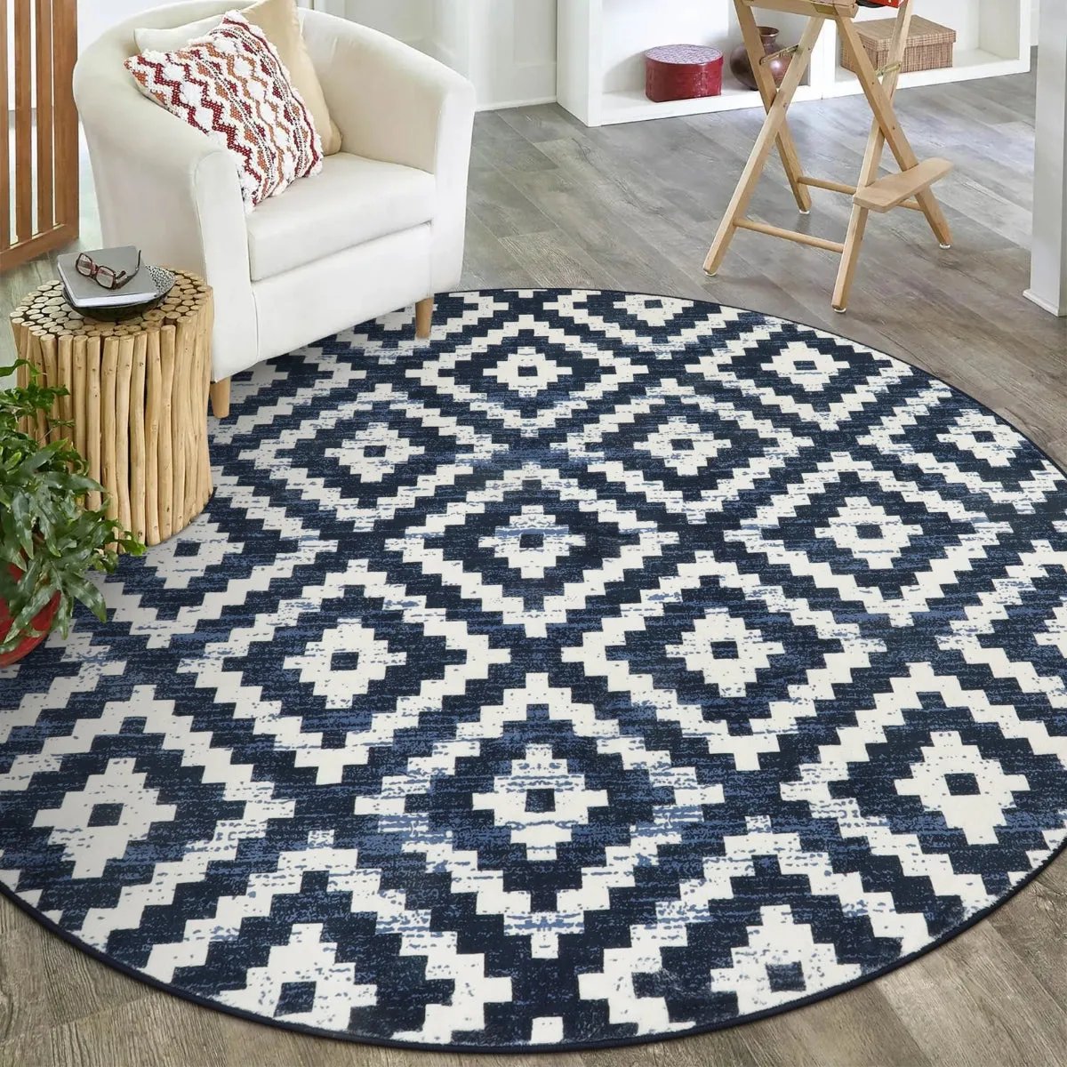 Joanne Modern Moroccan Geometric Kilim Blue Rug