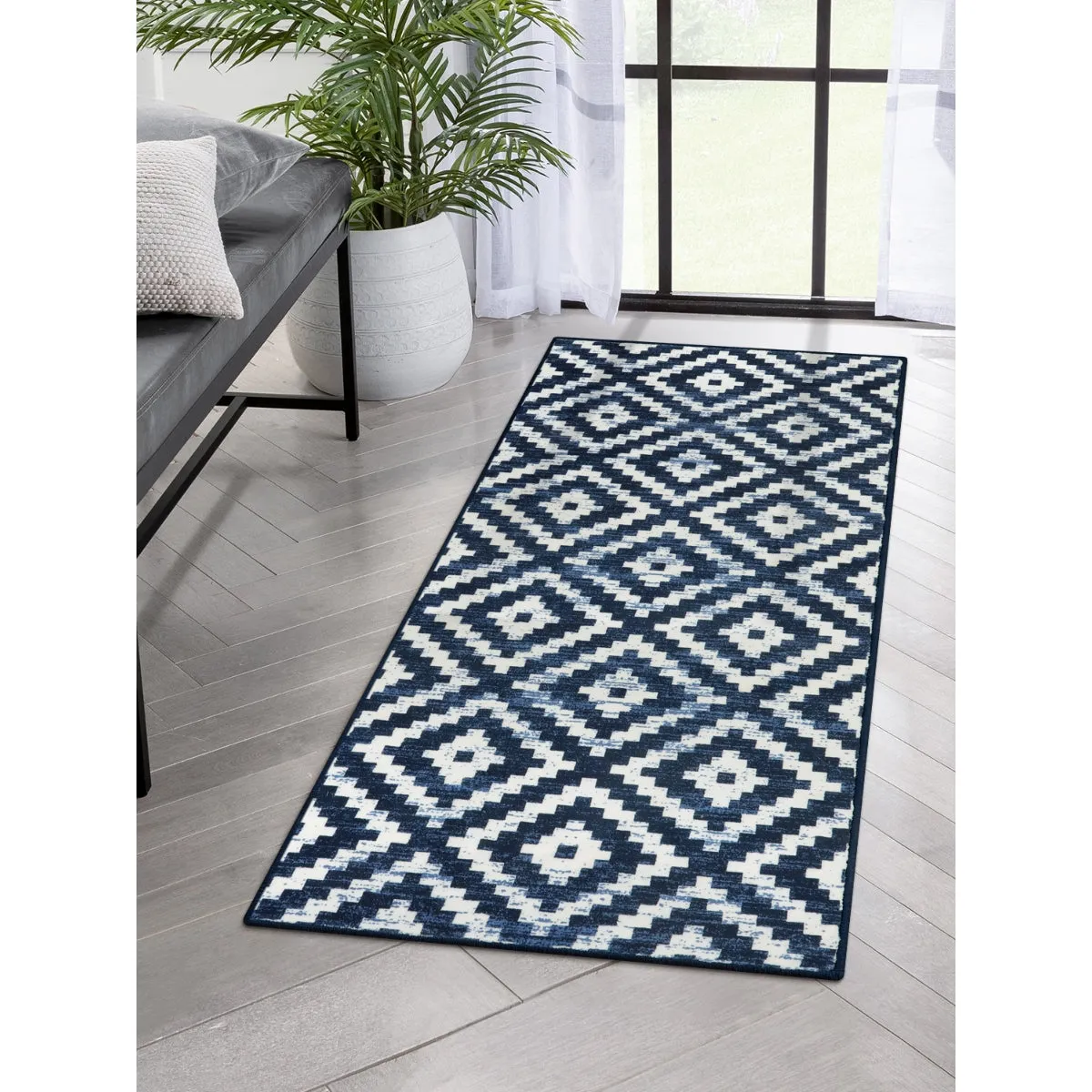 Joanne Modern Moroccan Geometric Kilim Blue Rug