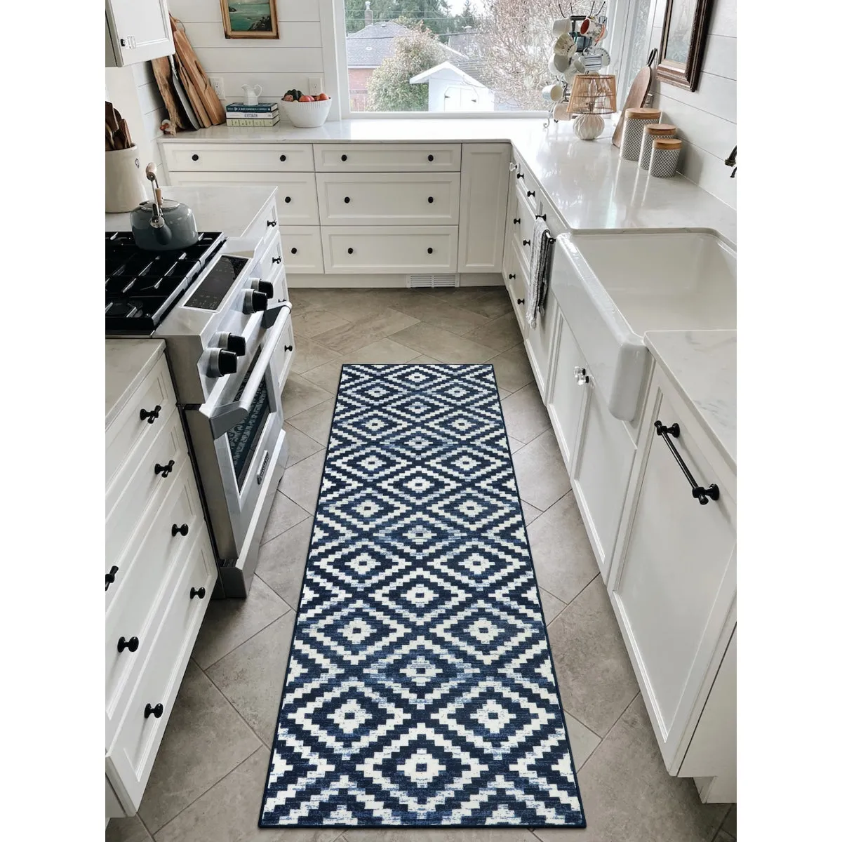 Joanne Modern Moroccan Geometric Kilim Blue Rug