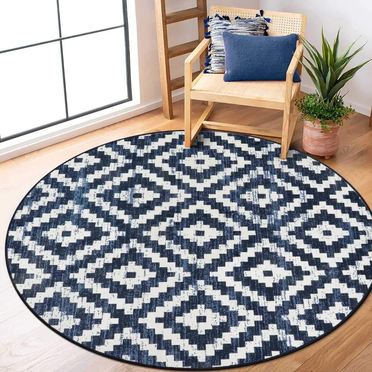 Joanne Modern Moroccan Geometric Kilim Blue Rug